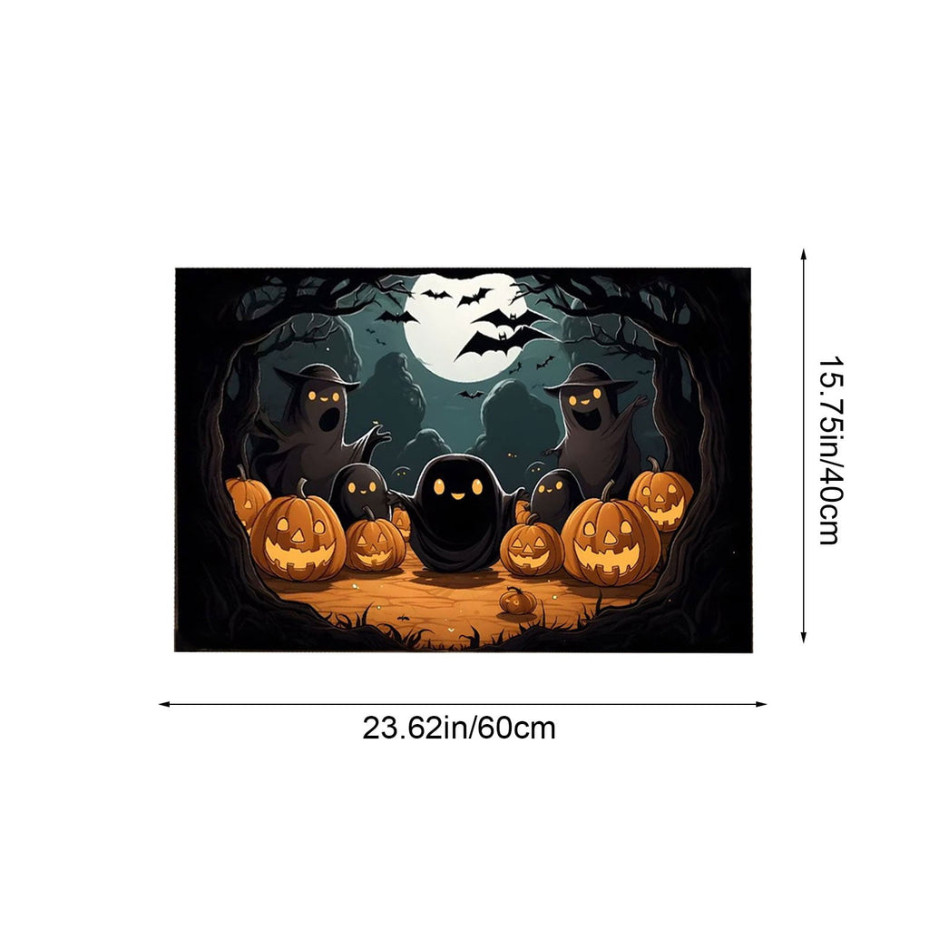 Xuniizn Halloween Mat, 16X24" Velvet Halloween Door Mat for Outside Entrance, Spooky Halloween Rug for Outdoor & Indoor, Non Slip Washable Halloween Doormat, Halloween Bathroom Decor