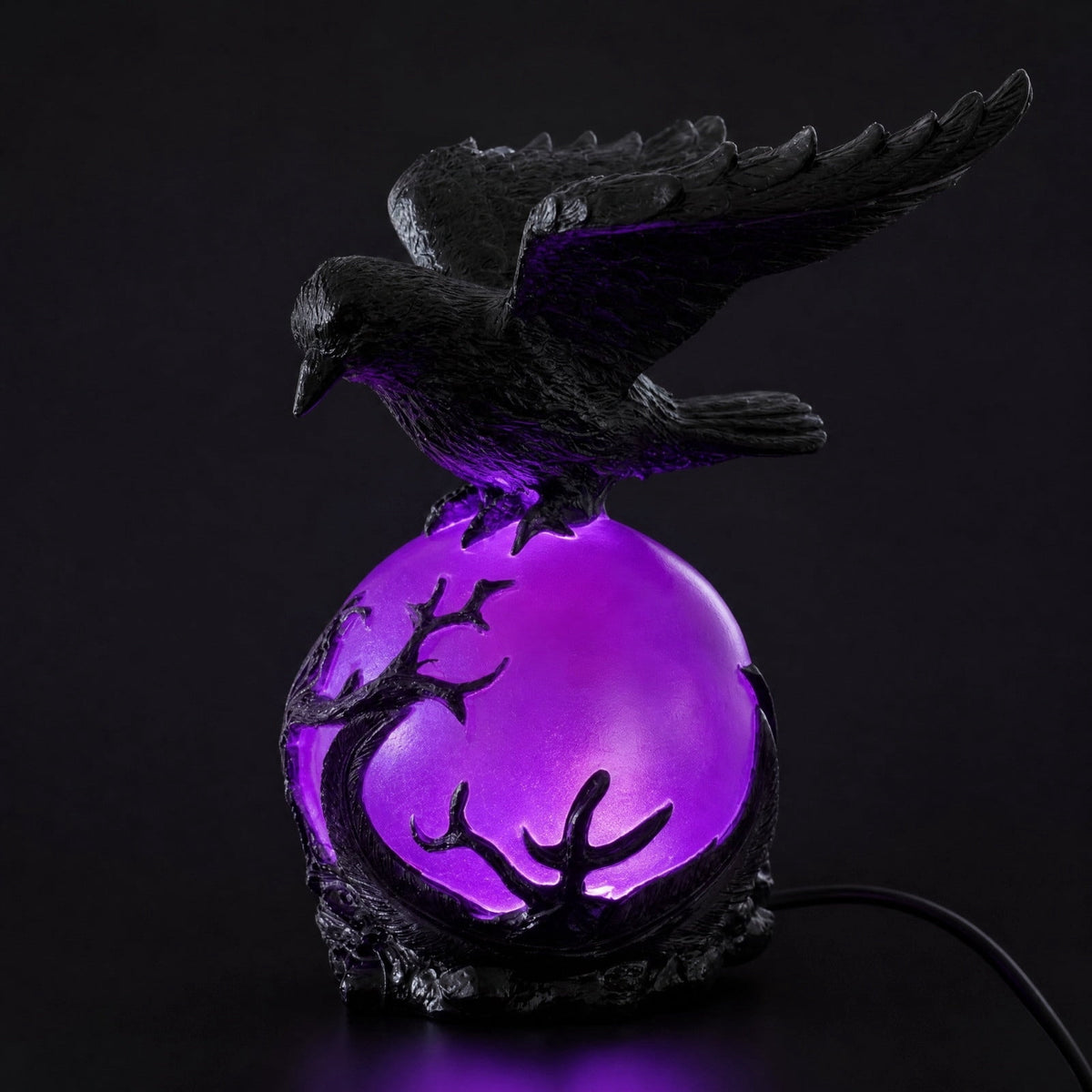 Gothic Mysterious Crow LED Flameless Candle, Luminous Sculpture, Gothic Home Decor Accent, Raven Lamp for Halloween Gifts, Bedroom Bedside, Living Room, Orange