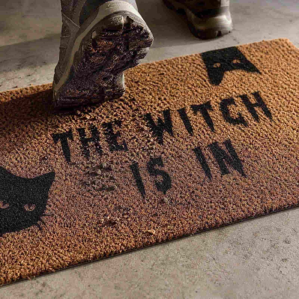 Halloween Doormat Vintage Retro Style Mat 23.6x15.7in Secure-Grip Absorbent Coir Look Entryway Rug for Front Porch Indoor Outdoor Decor by OVFUIZ
