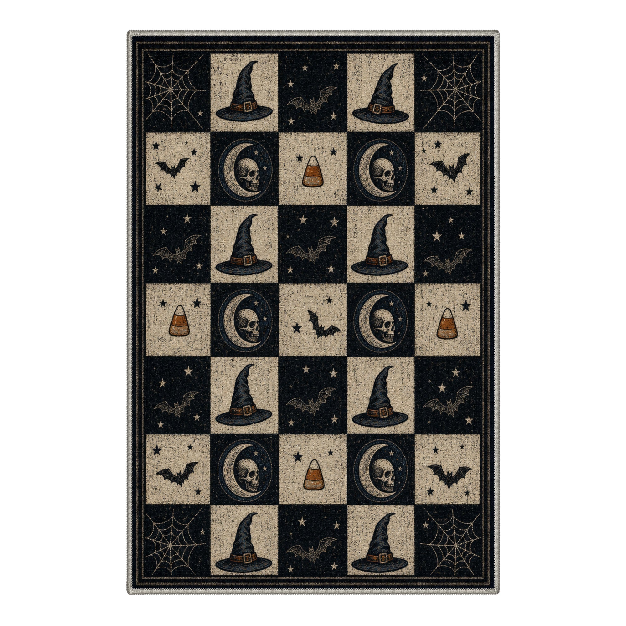 GENIMO 2'x3' Halloween Doormat, Washable Non Slip Soft Vintage Witch Outdoor Door Mat for Front Door Covered Porch Patio Entryway, Burnt Amber