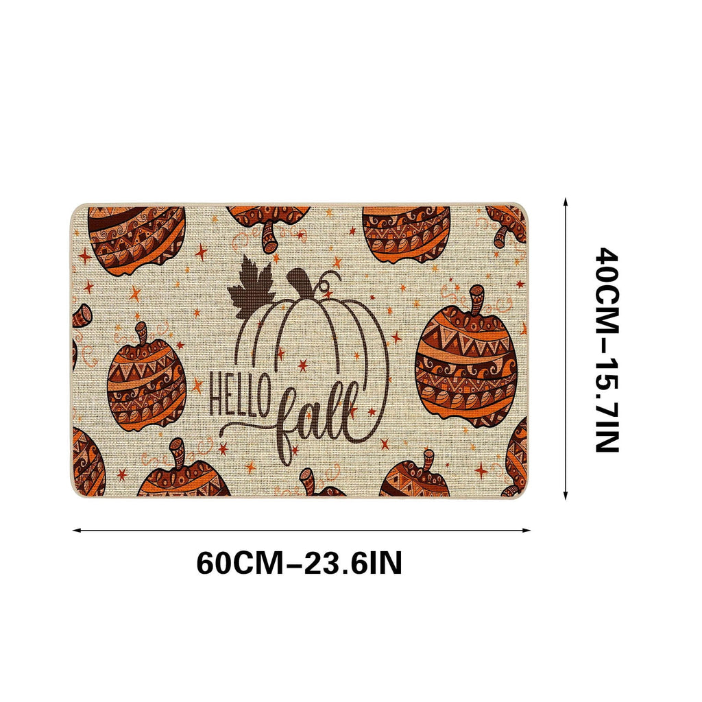 chaungfeng Welcome Fall Door Mat, Seasonal Pumpkin Decorative Doormat, Thick Non-Slip Rugs, for Indoor Outdoor Entrance Floor, Halloween Thanksgiving Decoration (23.6"X15.7")