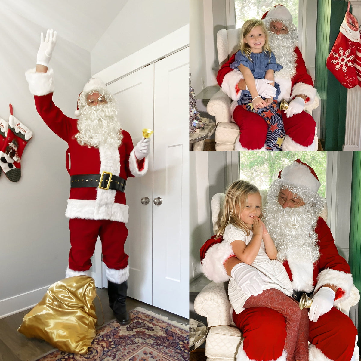 Men's Santa Claus Costume 11PCS. Velvet Adult Deluxe Santa Suit -M