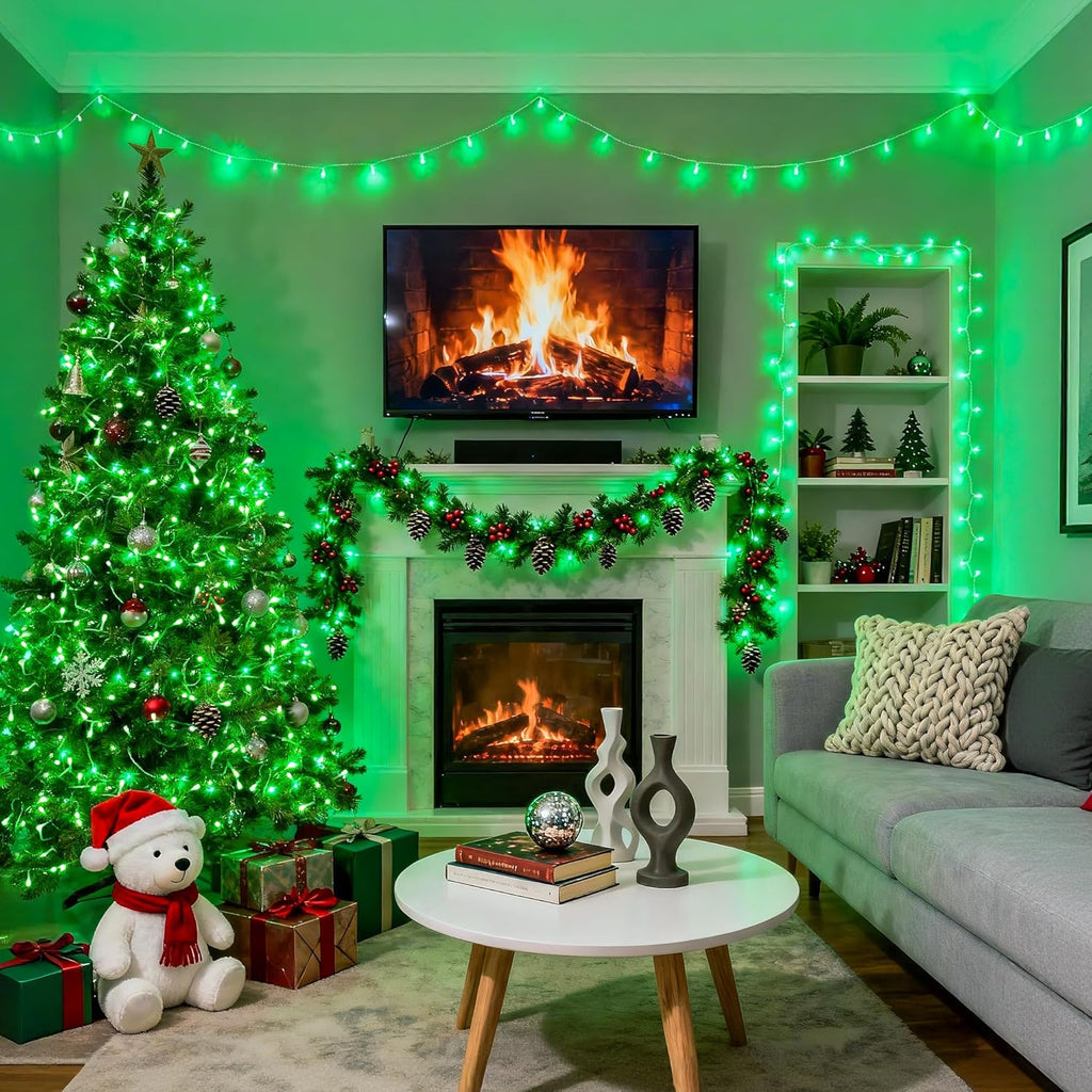 JMEXSUSS 200 LED Christmas Lights Indoor Outdoor, Connectable Warm White Christmas Tree Lights Clear Wire, 66 Ft Twinkle Fairy String Lights Plug in for Bedroom Wedding Christmas Tree Decorations