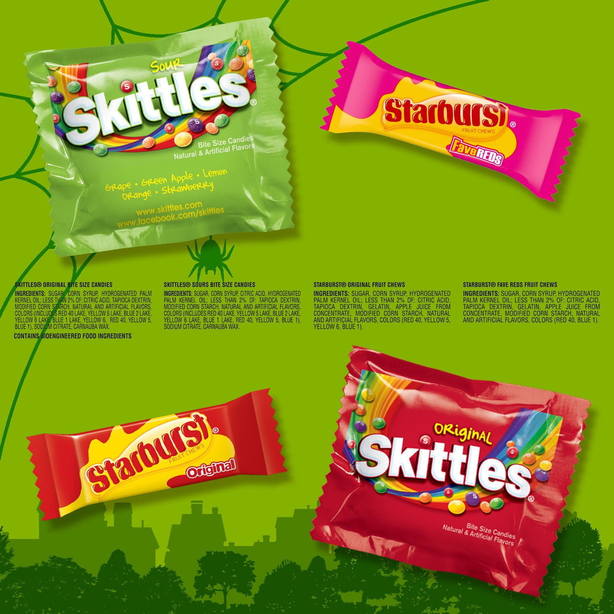 Skittles Fun Size Chewy Halloween Candy Variety Pack - 50 Ct Bulk Bag