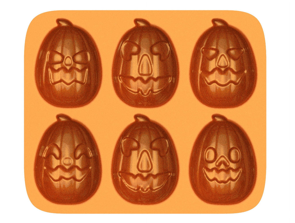 Way To Celebrate Pumpkin Cast Aluminum 6-Cavity Baking Pan, Orange Iridescent