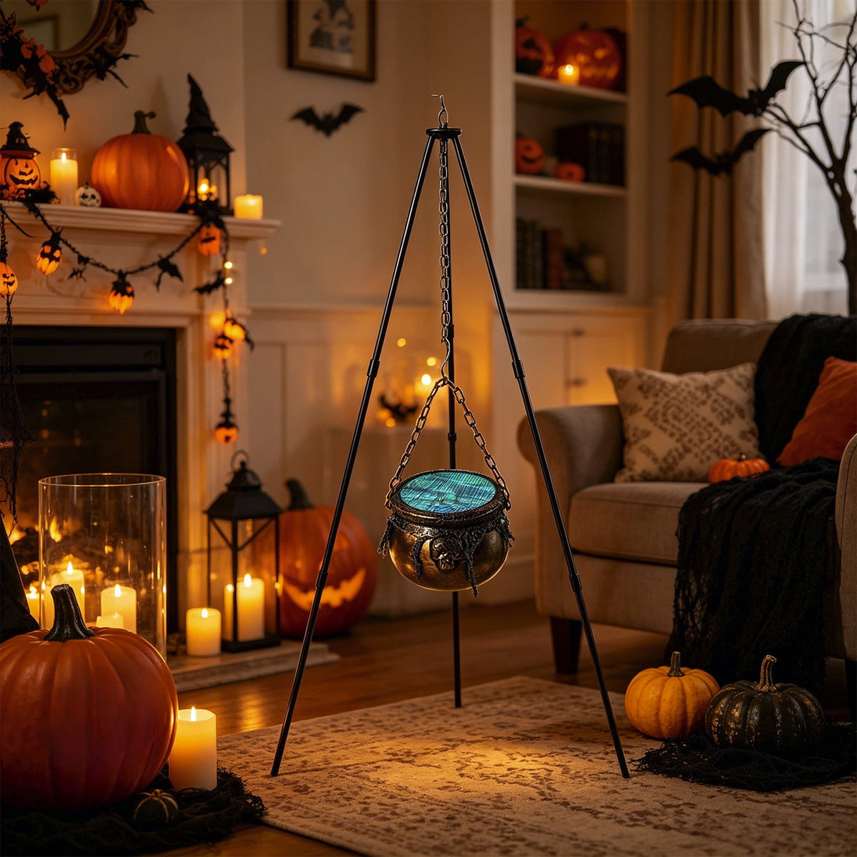 Muecwrye Halloween Decorations Outdoor, Halloween Clearance! Halloween Witches Cauldron on Tripod with Lights, DIY Bubbling Cauldron Set Decor for Home Porch Outside, Halloween Party Supplies