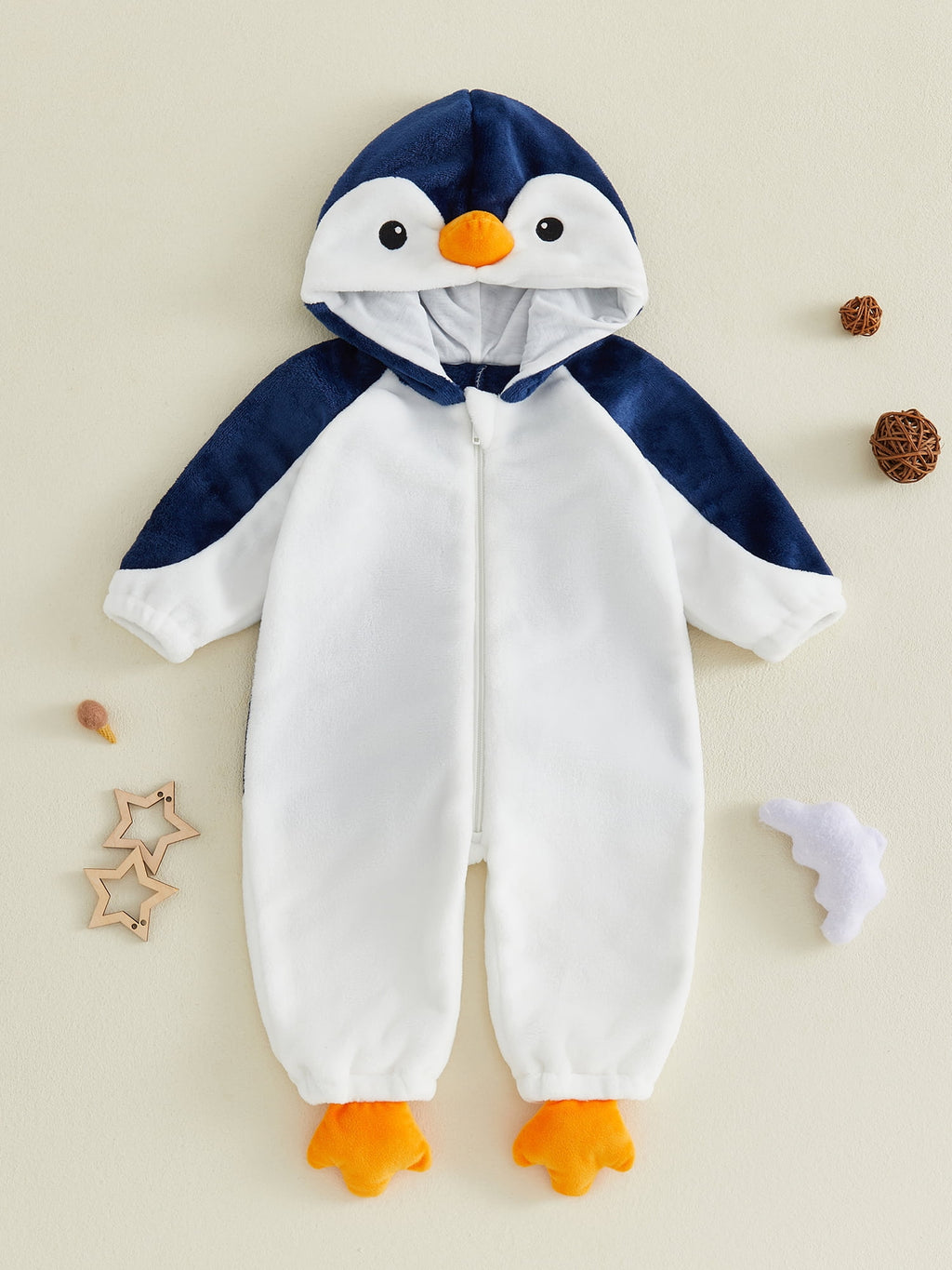 RUINIXCW Toddler Baby Boy Girl Penguin Costume Newborn Infant Halloween Animal Costume Warm Fall Winter Plush Jumpsuit Outfit Long Sleeve Hood Zip Up Romper Snowsuit
