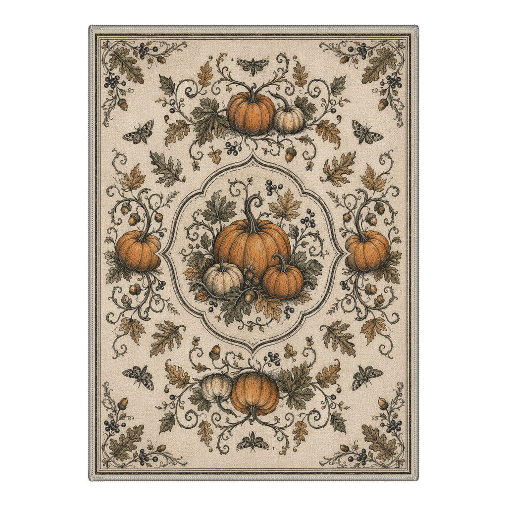 GENIMO 5'x7' Halloween Area Rug for Living Room, Washable Non Slip Soft Farmhouse Pumpkin Indoor Rug for Bedroom Dining Room Home Office, Vintage Sepia