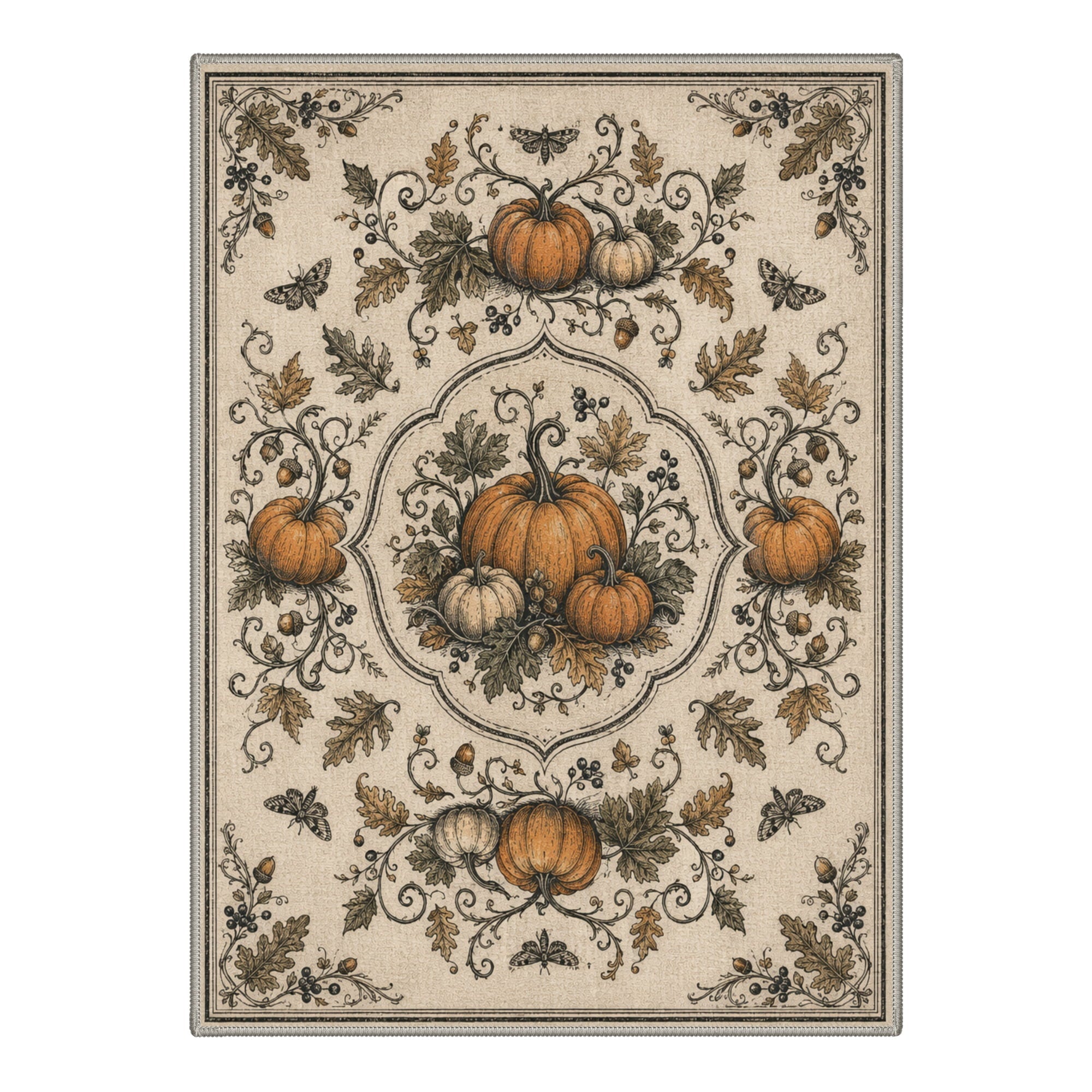 GENIMO 5'x7' Halloween Area Rug for Living Room, Washable Non Slip Soft Farmhouse Pumpkin Indoor Rug for Bedroom Dining Room Home Office, Vintage Sepia
