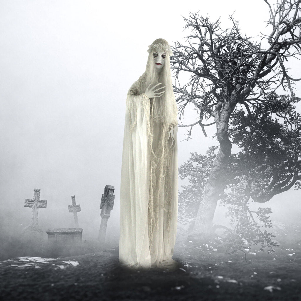 Haunted Hill Farm 6.5 Ft Life-Size Animatronic Bride Indoor/Outdoor Halloween Decoration, Multicolor, HHLADY-2FLSA
