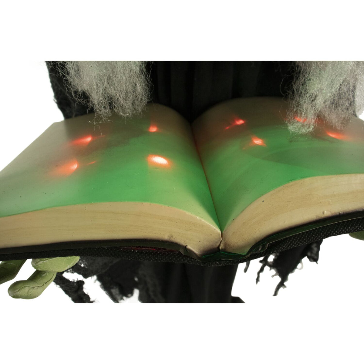 Haunted Hill Farm 5.5 ft Poseable Witch with Spell Book, Lights and Sound, Indoor/Covered Outdoor Halloween Decoration, HHWITCH-9FLS