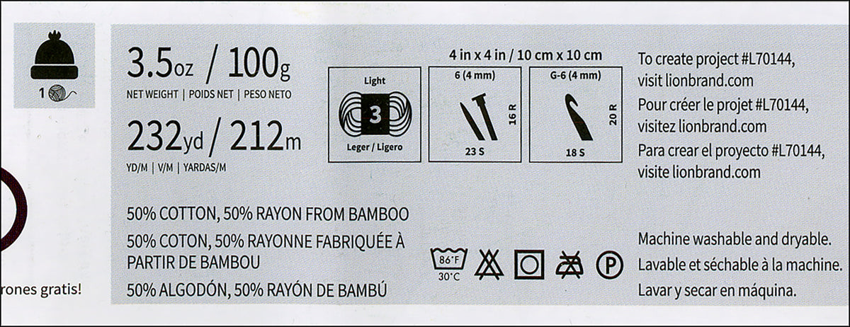 Lion Brand Coboo White Light DK Yarn