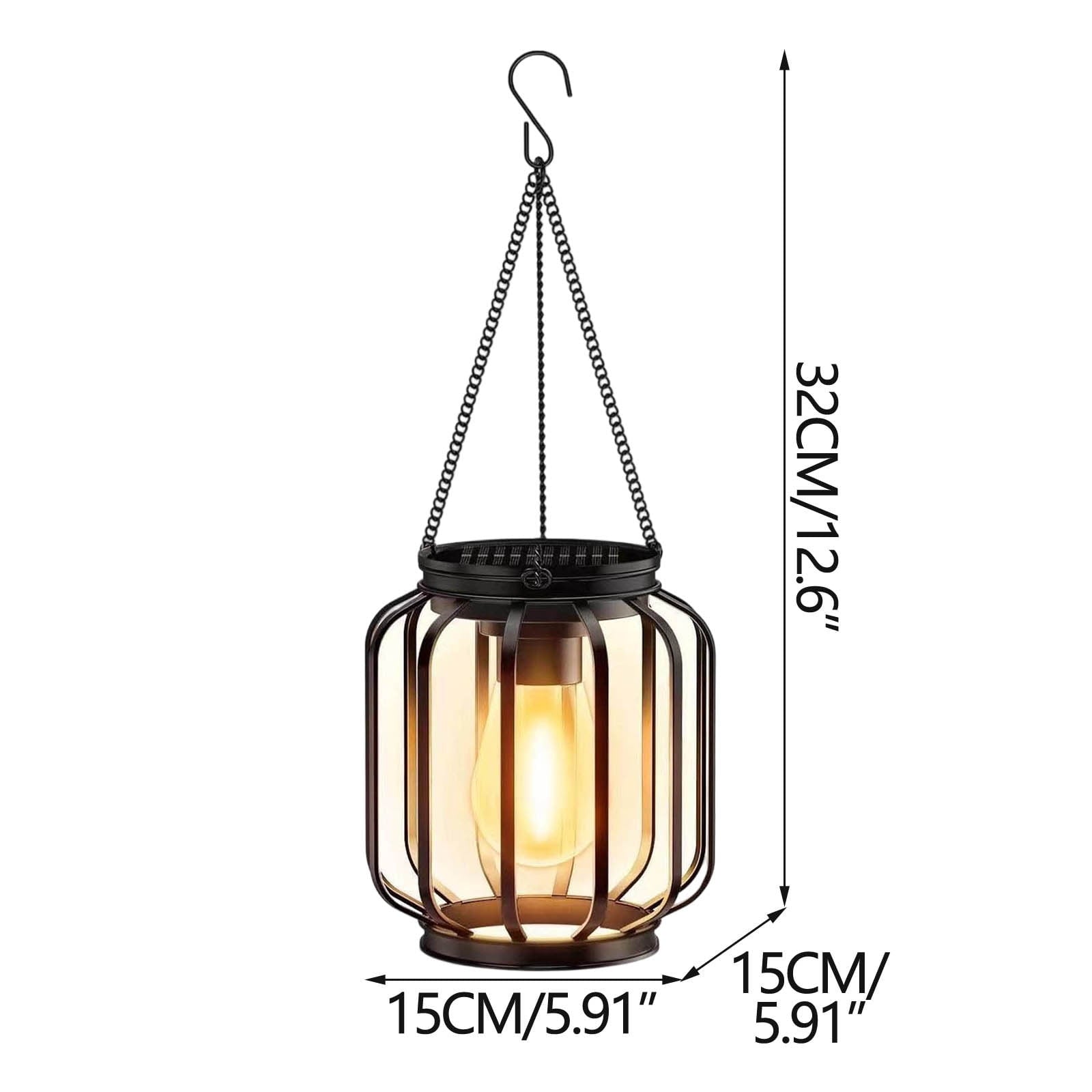 AUHomi Solar Hanging Lanterns, 2 Pack Metal Solar Hanging Lights with Hook, Bright Waterproof LED Lanterns for Outdoor, Classic Decorative Solar-Powered Light for Yard Garden Patio Porch
