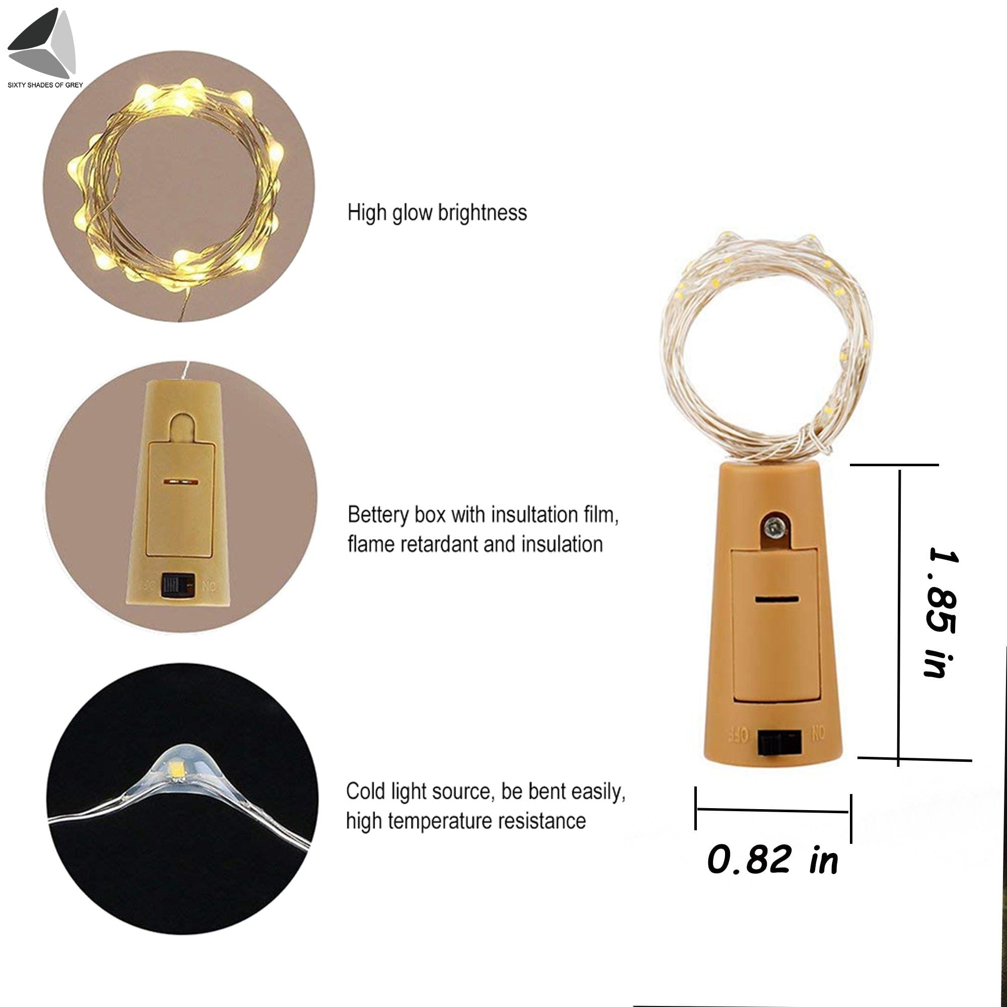 PULLIMORE Wine Bottle Lights with Cork Colorful, 15 LEDs Fairy Lights Battery Operated String Lights for Xmas Party Decor(Warm White, 2.46ft)