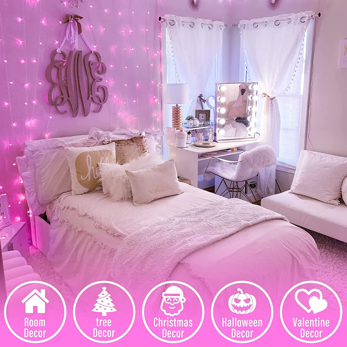 JMEXSUSS 200 LED Christmas Lights Indoor Outdoor, Connectable Warm White Christmas Tree Lights Clear Wire, 66 Ft Twinkle Fairy String Lights Plug in for Bedroom Wedding Christmas Tree Decorations