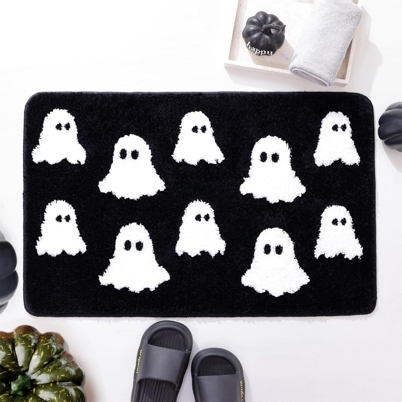 Stijggn Halloween Kitchen Mats for Floor Halloween Rugs Halloween Thanksgiving Decorations Doormat, Welcome Mats for Front Door,Spooky Outdoor Mats for Home Decor Holiday Decorative
