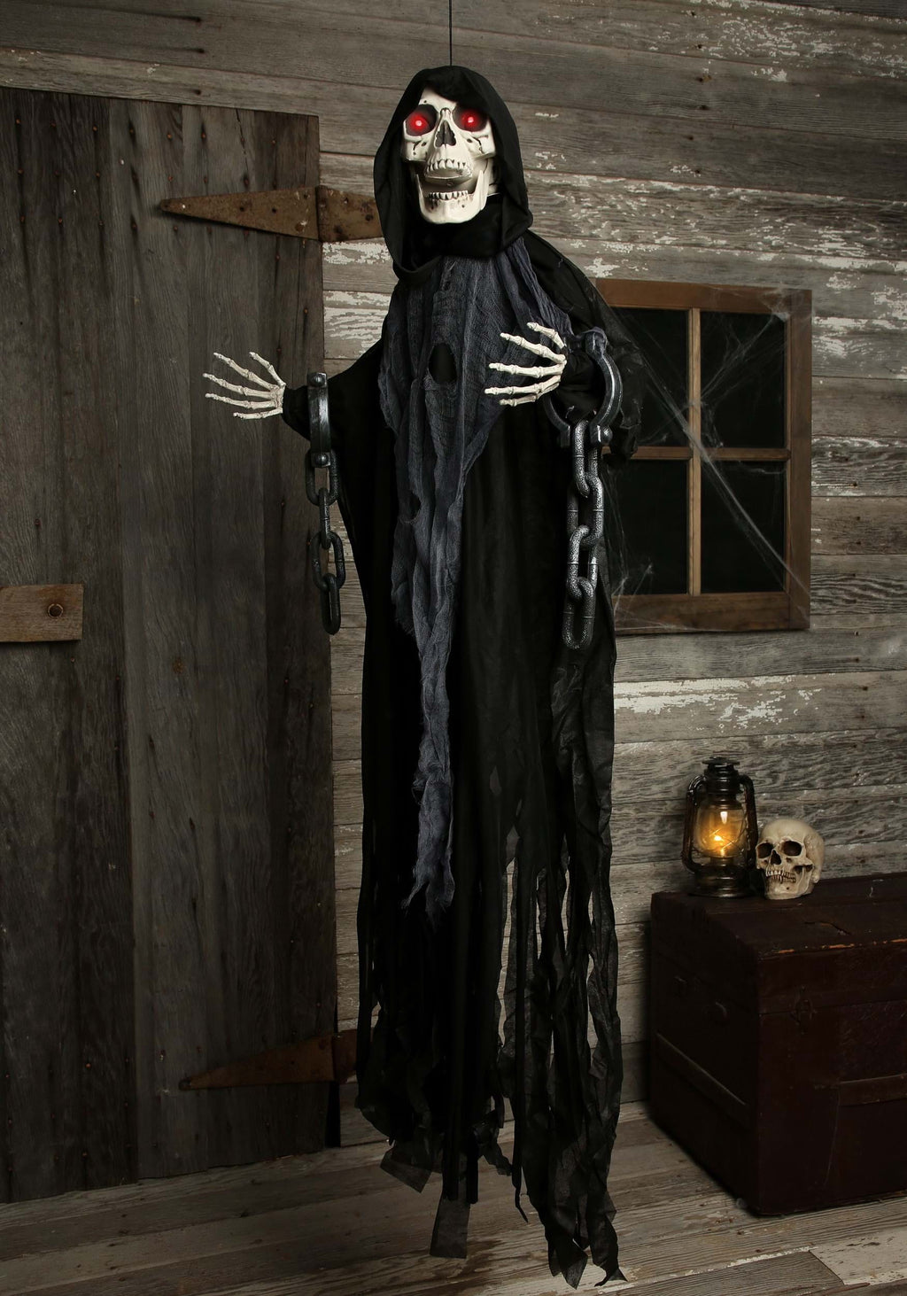 Sunstar Ghost Skeleton In Chains Animated LED Lighted Hanging Halloween Decoration - 60 in