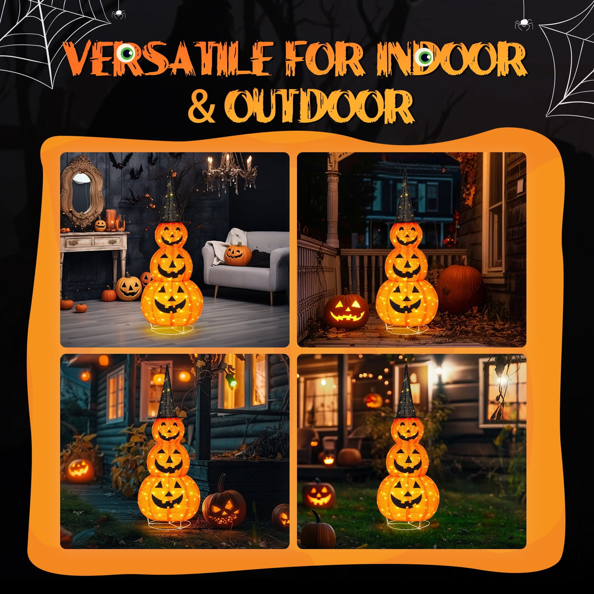 Zimtown 5'' Halloween Outdoor Decor, Halloween Pumpkins Lighted Pumpkins, Halloween Yard Decoration for Party