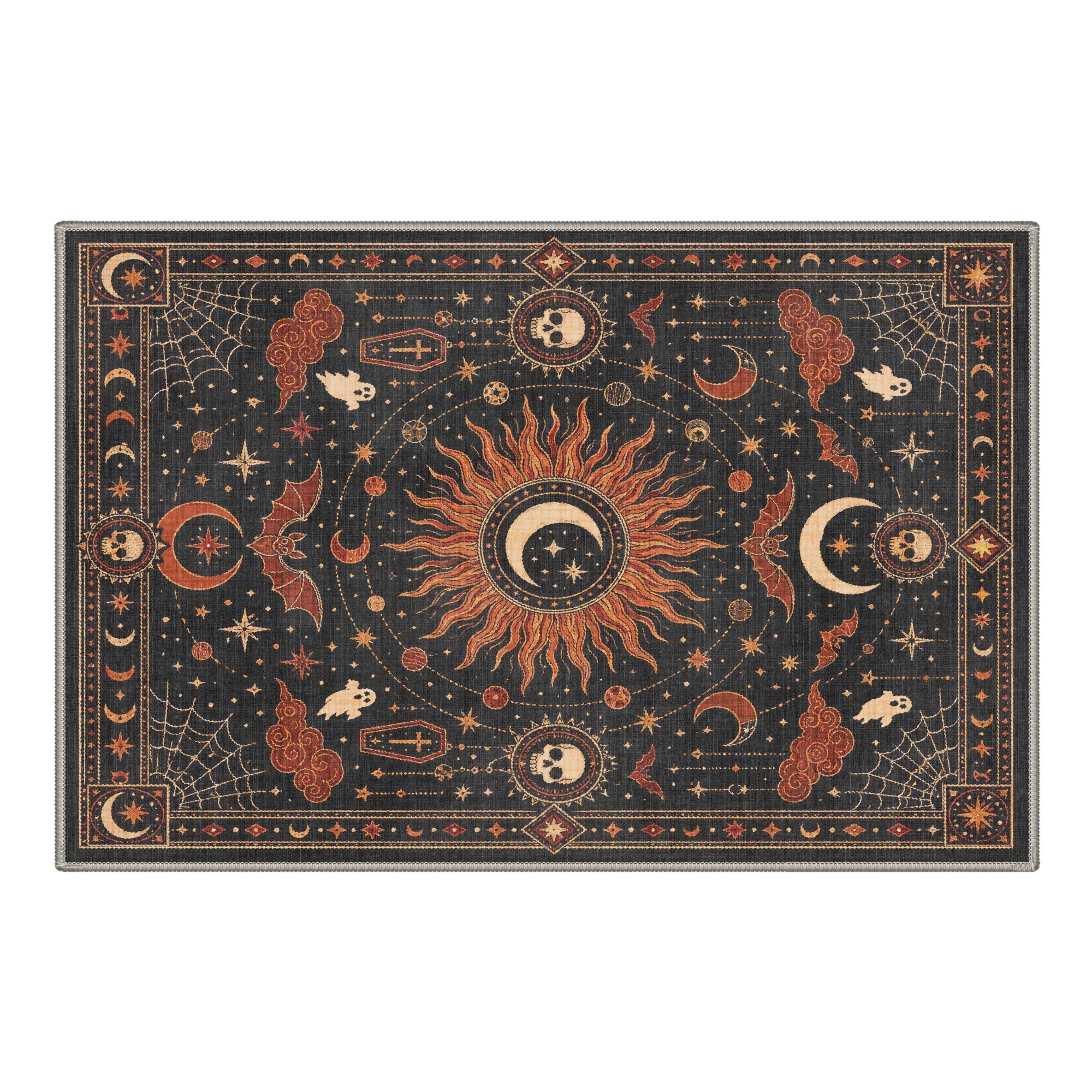 GENIMO 2'x3' Halloween Doormat, Washable Non Slip Soft Whimsical Cat Outdoor Door Mat for Front Door Covered Porch Patio Entryway, Vintage Black