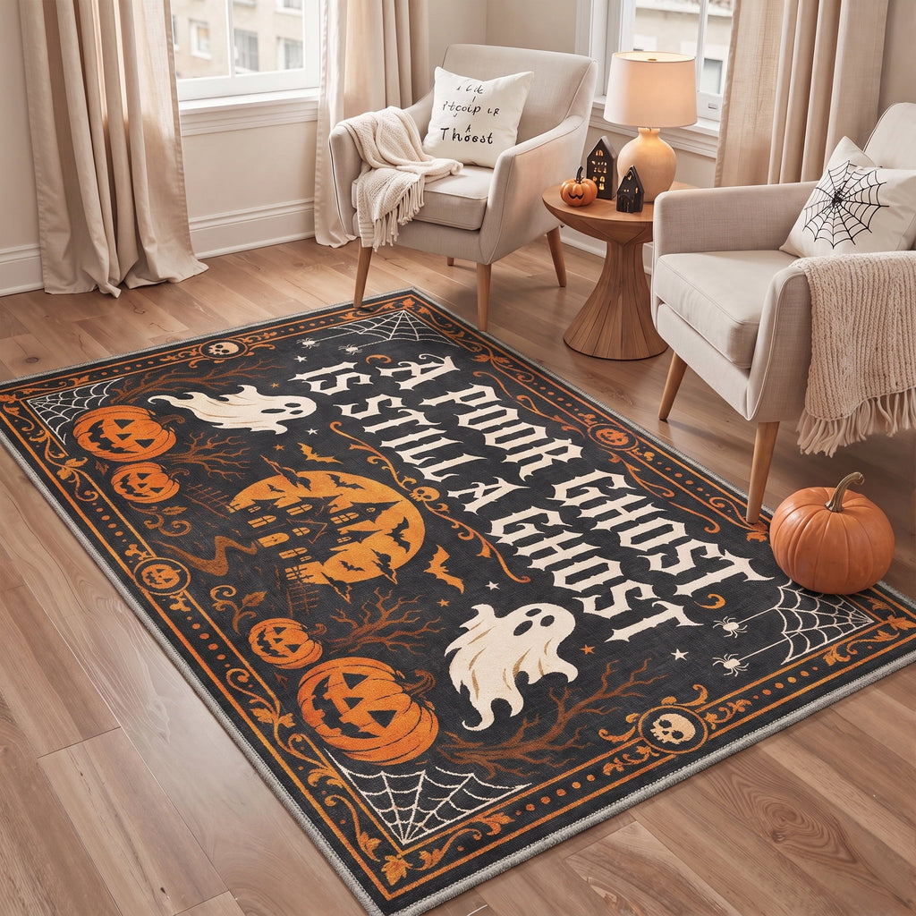 GENIMO 2'x3' Halloween Doormat, Washable Non Slip Soft Whimsical Cat Outdoor Door Mat for Front Door Covered Porch Patio Entryway, Vintage Black