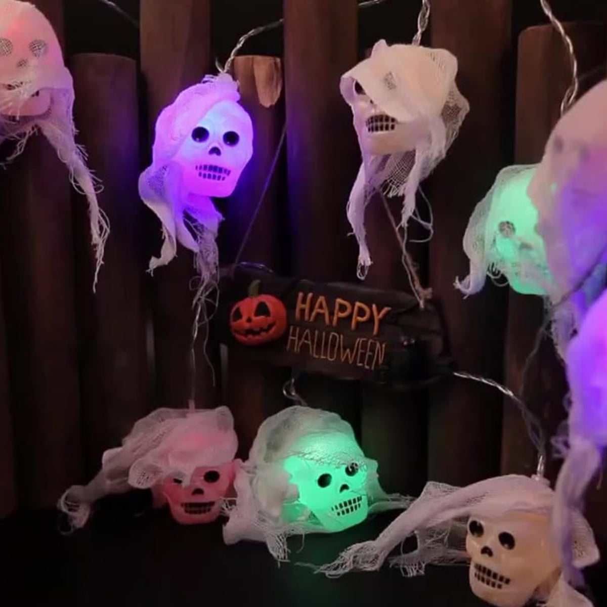MYFLOCY Halloween LED Battery Operated Skull String Lights 10 Lighting Modes Indoor Outdoor Courtyard Decor ( 10 Ft )