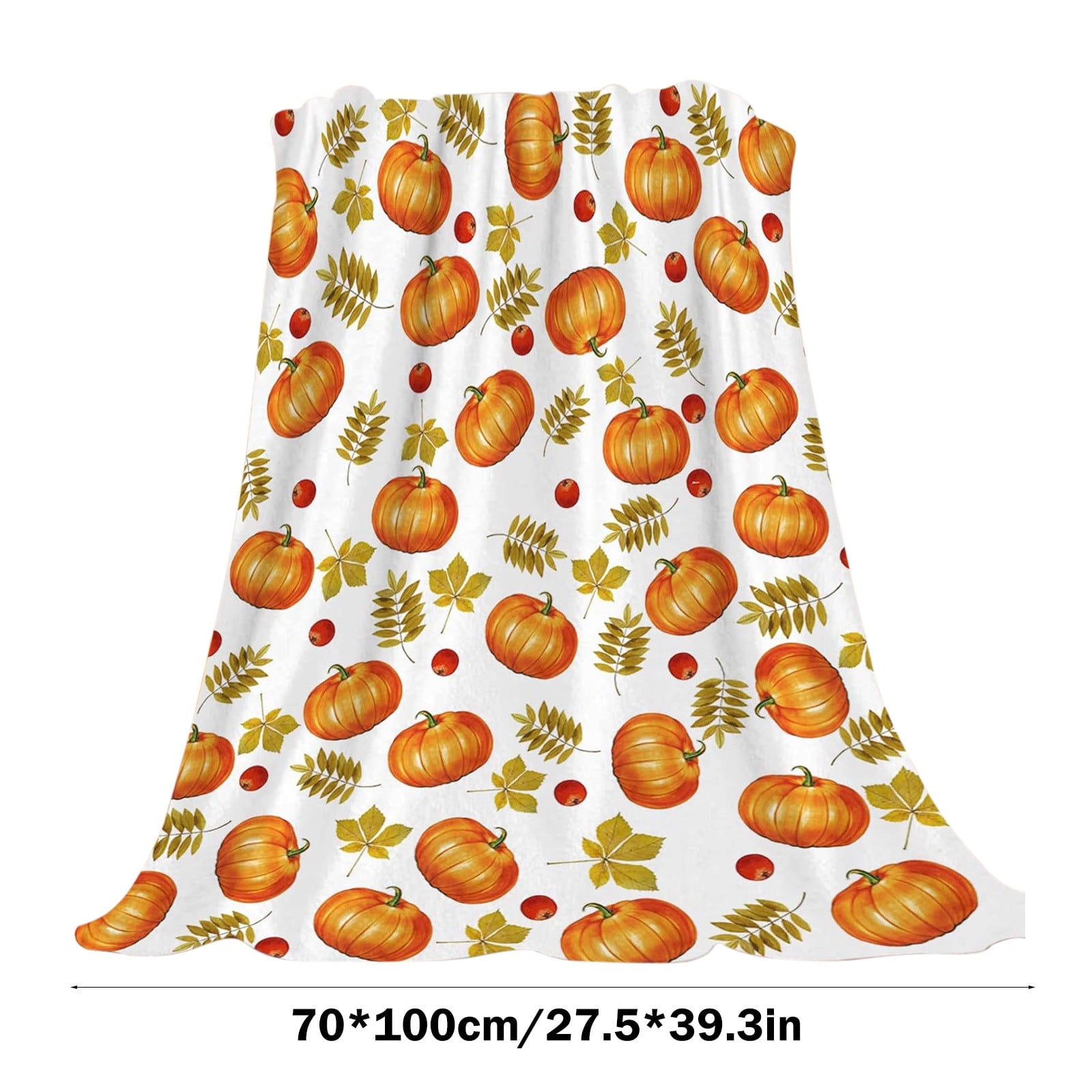 FastXmas Halloween Throw Blanket, 30"x40" Flannel Fleece Pumpkins Maple Checkered Plush Blanket, Soft Lightweight Skin-Friendly Fall Harvest Decorative Throw Blanket for Couch Sofa Bed Outdoor