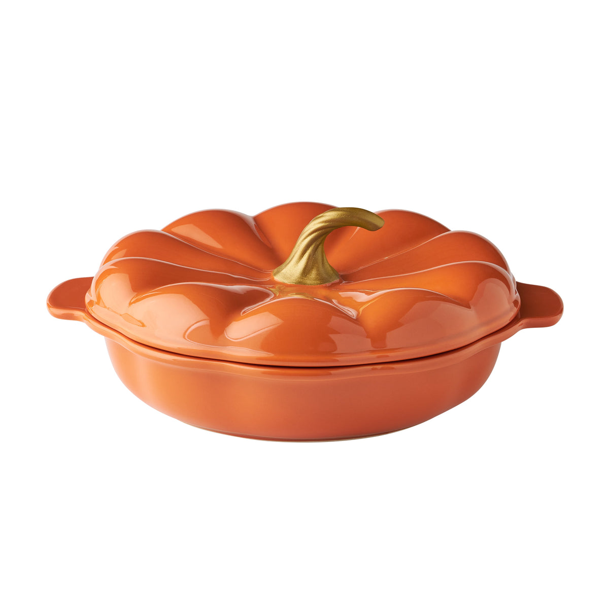 The Pioneer Woman Pumpkin Stoneware 10" Pie Dish with Lid, Linen
