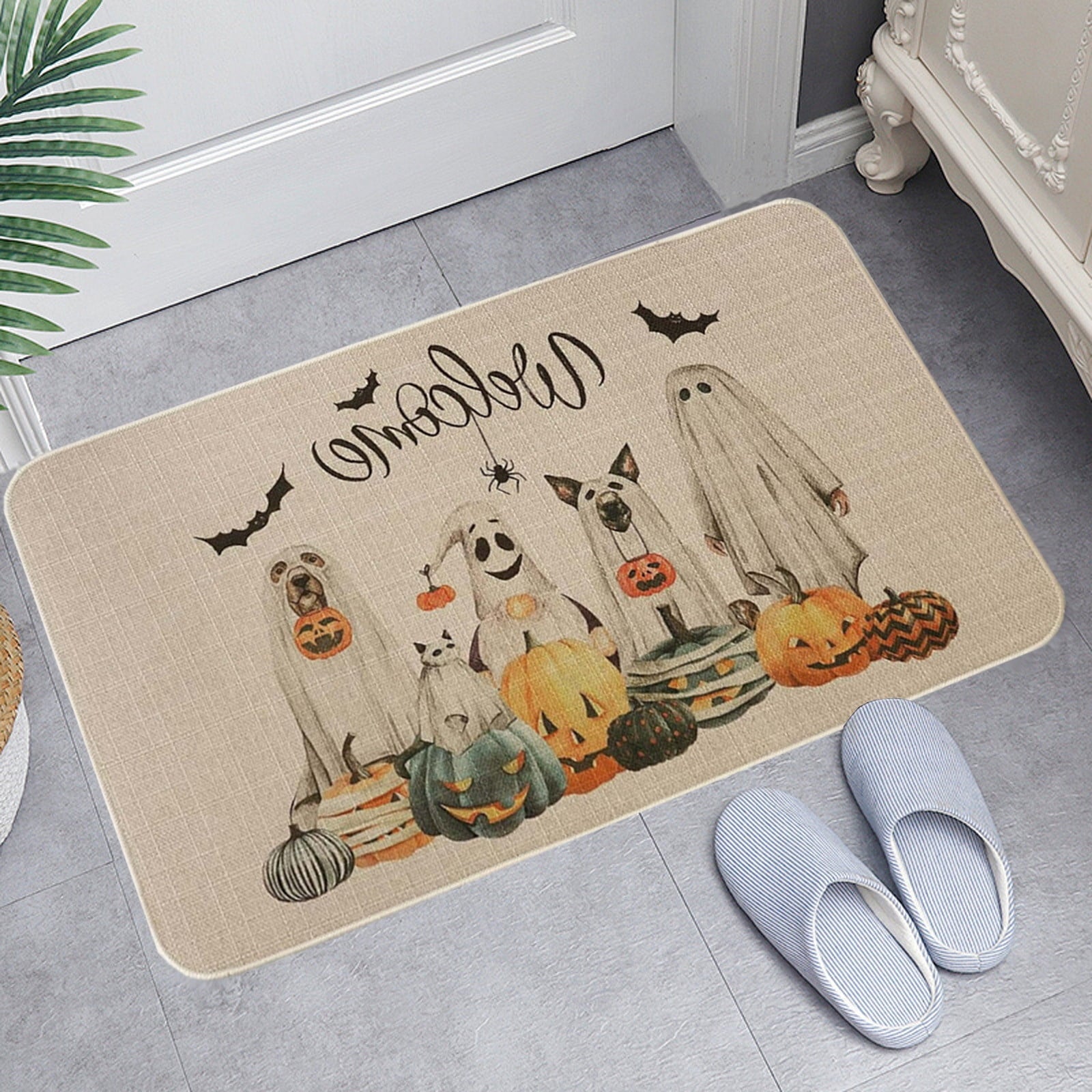 Pidgey Halloween Doormat,23*15" Cat With Pumpkin Outdoor Rugs For Thanksgiving Washable Fall Doormats Layered Front Door Mat For Porch/Farmhouse/Entryway/Patio Orange Rugs Christmas Decor