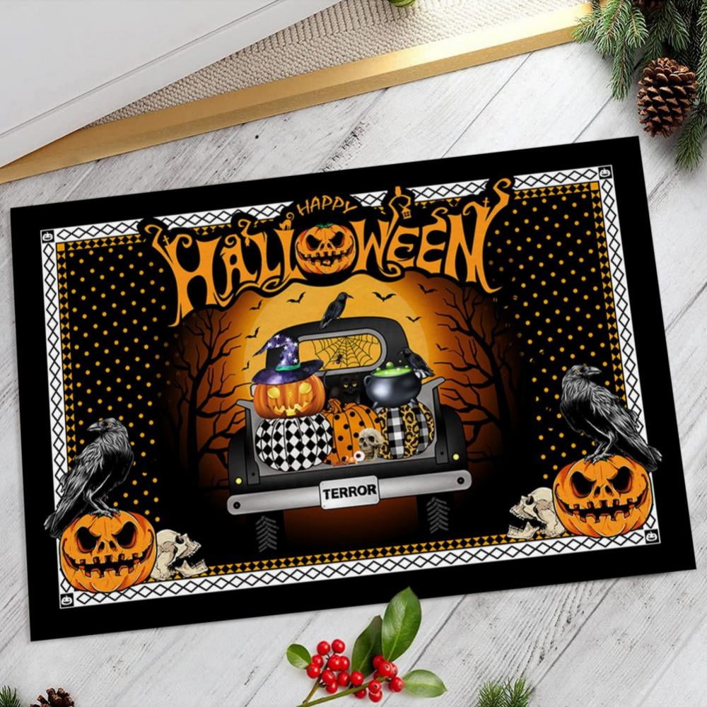 Halloween Door Mat Outdoor Trick or Treat Doormat Non Slip Funny Rug Pumpkin Holiday Decorative Entrance Mat for Halloween Indoor Outdoor Decoration, 15.7x23.6"