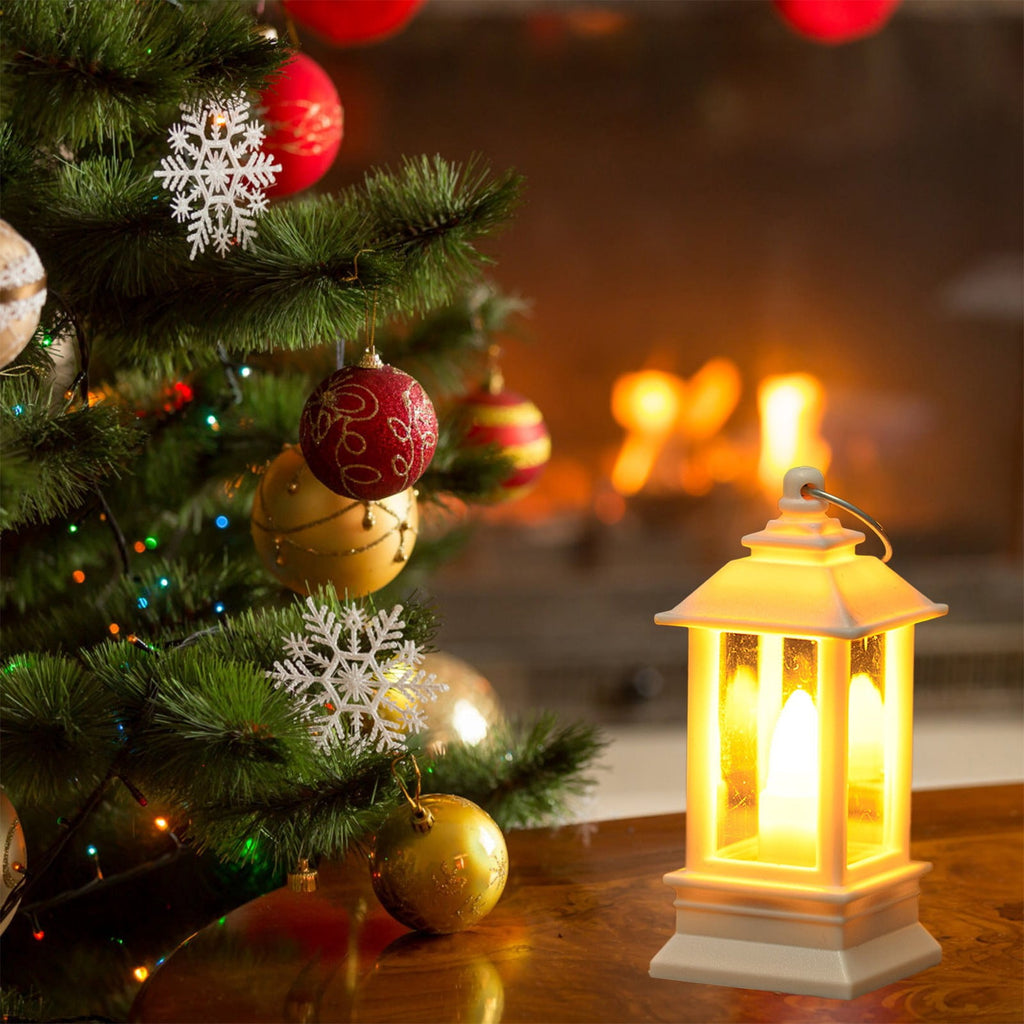 KOYPTL 8 Pcs Black Lanterns Decorative Indoor Mini Battery Operated Lanterns with Flameless Candle,Christmas Table Decorations Hanging Ornament for Wedding Table Centerpieces Home Xmas Decor Outdoor