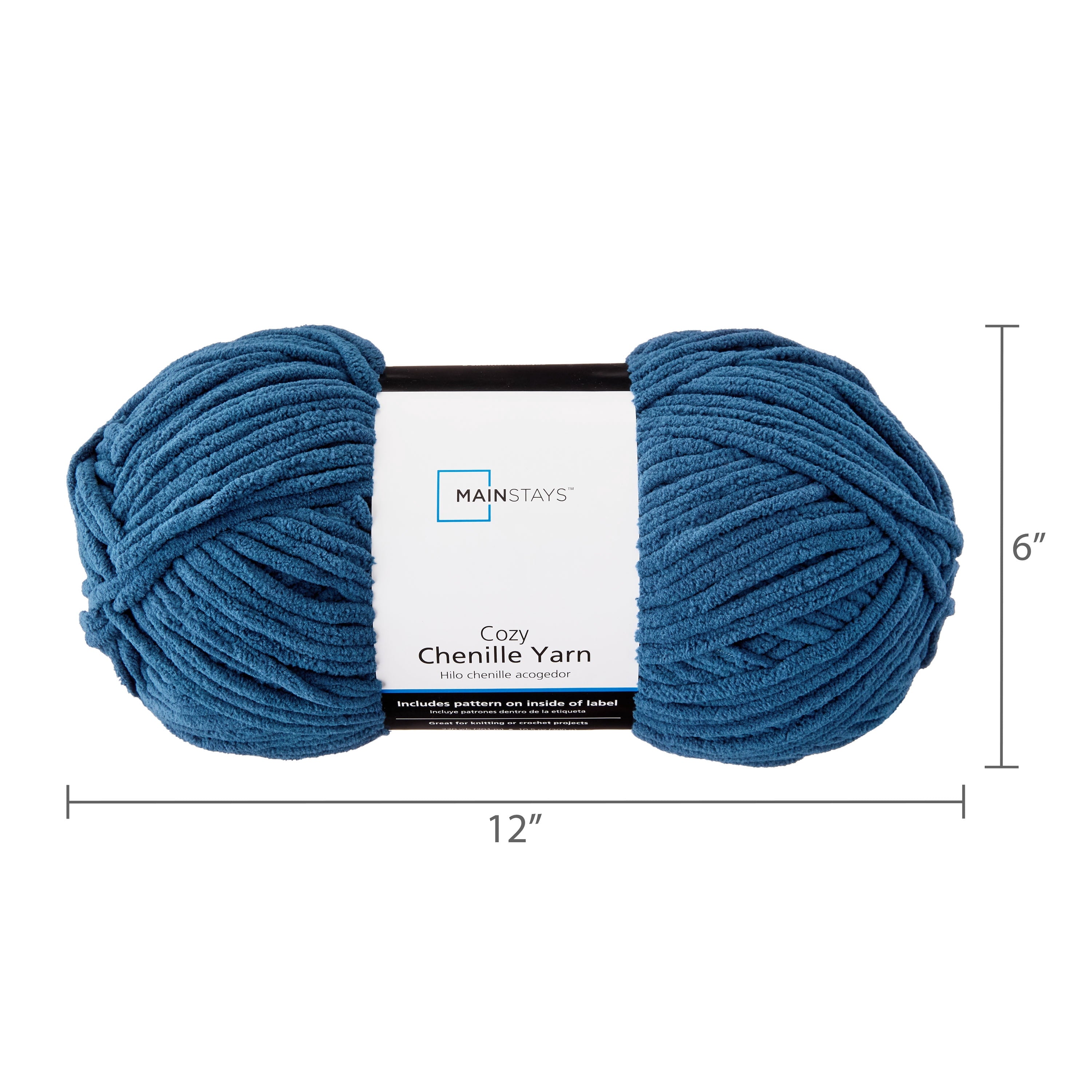 Mainstays Cozy Chenille Yarn, 220 yd, Arctic White, 100% Polyester, Bulky