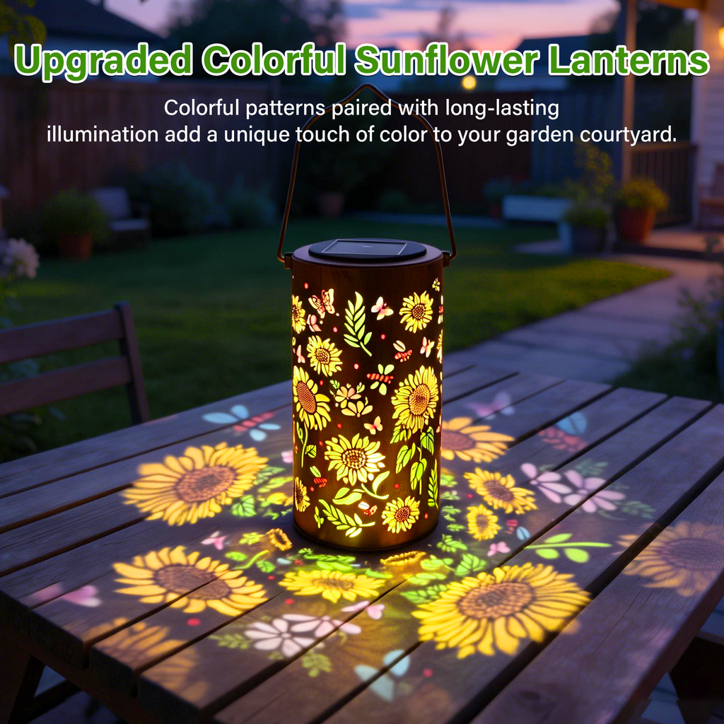 Colorful Solar Lanterns IP65 Outdoor Waterproof, Mother's Day Gifts for Women Mom Grandma - LED Colorful Sunflower Solar Lights Metal Hanging Lantern for Patio Yard Porch