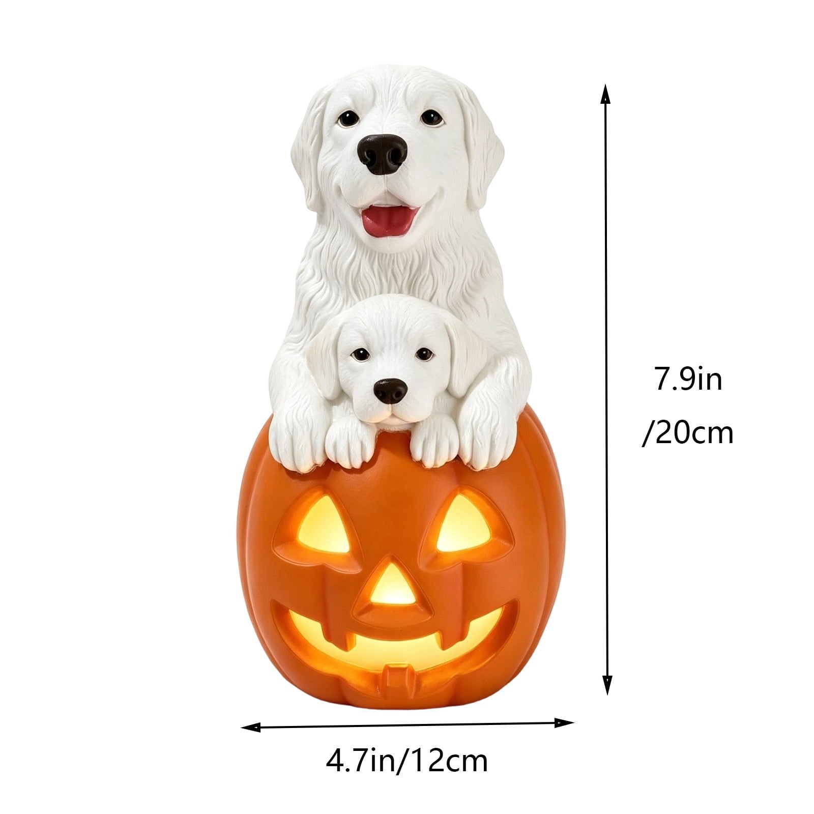 Clearance Halloween Schnauzer Bat Figurine with Ghost Bucket, 8 inch Resin Cute Dog Gifts Tabletop Decor