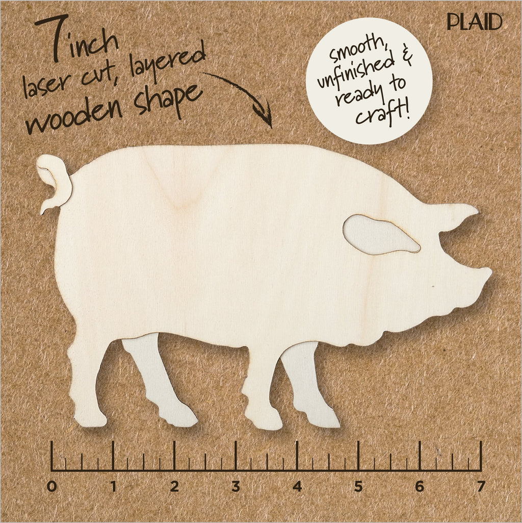 (2 pack) Plaid Surfaces Layered Wood Shape, Pig