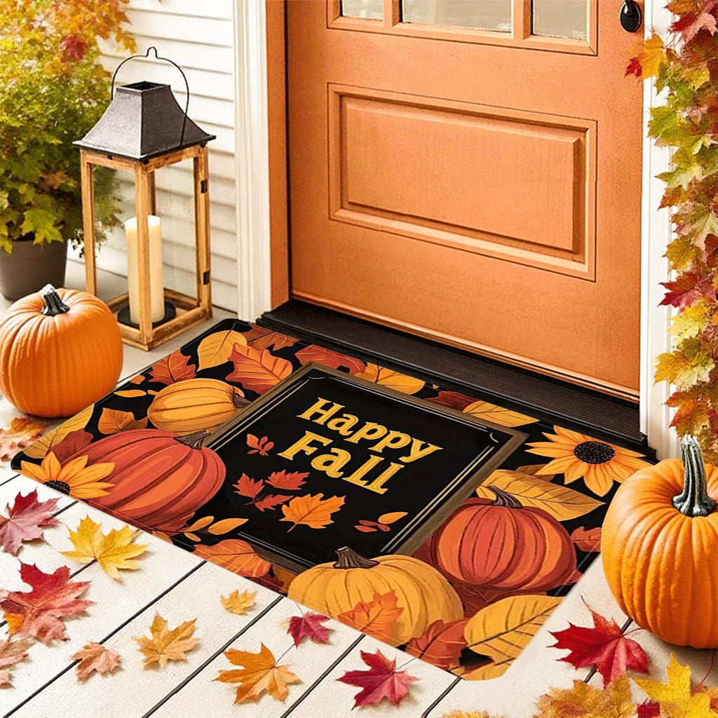 AYktou Fall Bathroom Rugs, Halloween Maple Leaves Pumpkin Kitchen Mats for Floor Warm-Colored Area Rug Thanksgiving Decor Carpets, Home Fall Holiday Party Harvests Grateful Blessed Doormat