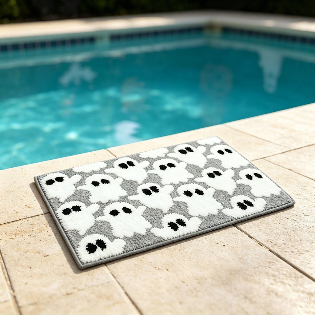 Halloween Heart Print Doormat 60x40cm, Black Orange Spooky Entry Mat for Front Door, Non-Slip Indoor Outdoor Rug