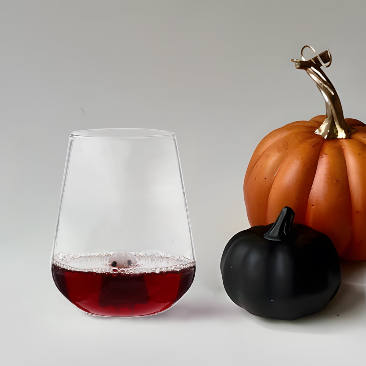 Way To Celebrate Halloween Stemless Wine Glass with Bat, 16.5 oz