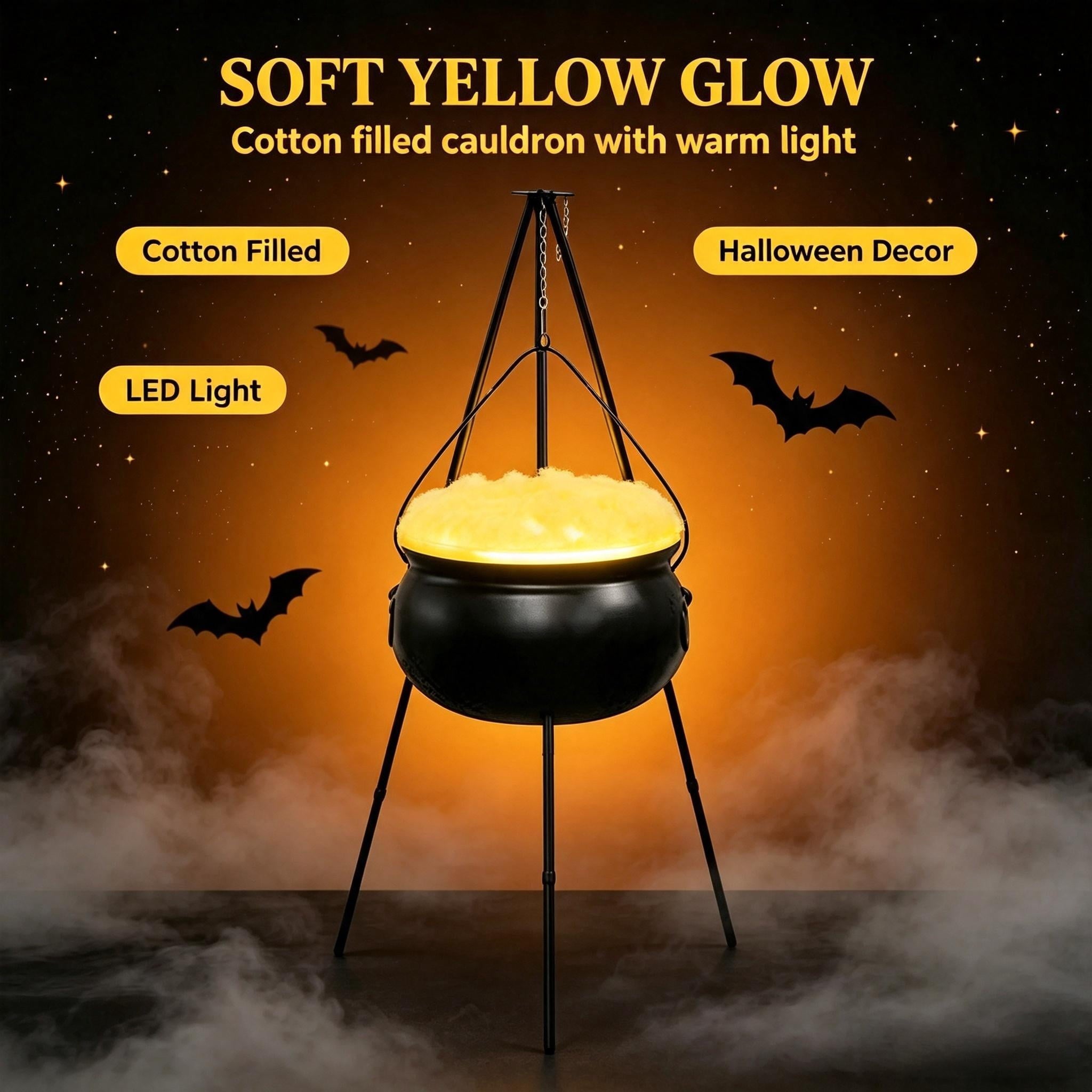Muecwrye Halloween Decorations Outdoor, Halloween Clearance! Halloween Witches Cauldron with Lights, DIY Bubbling Cauldron Set Decor for Home Porch Outside, Halloween Party Supplies( Without Tripod)