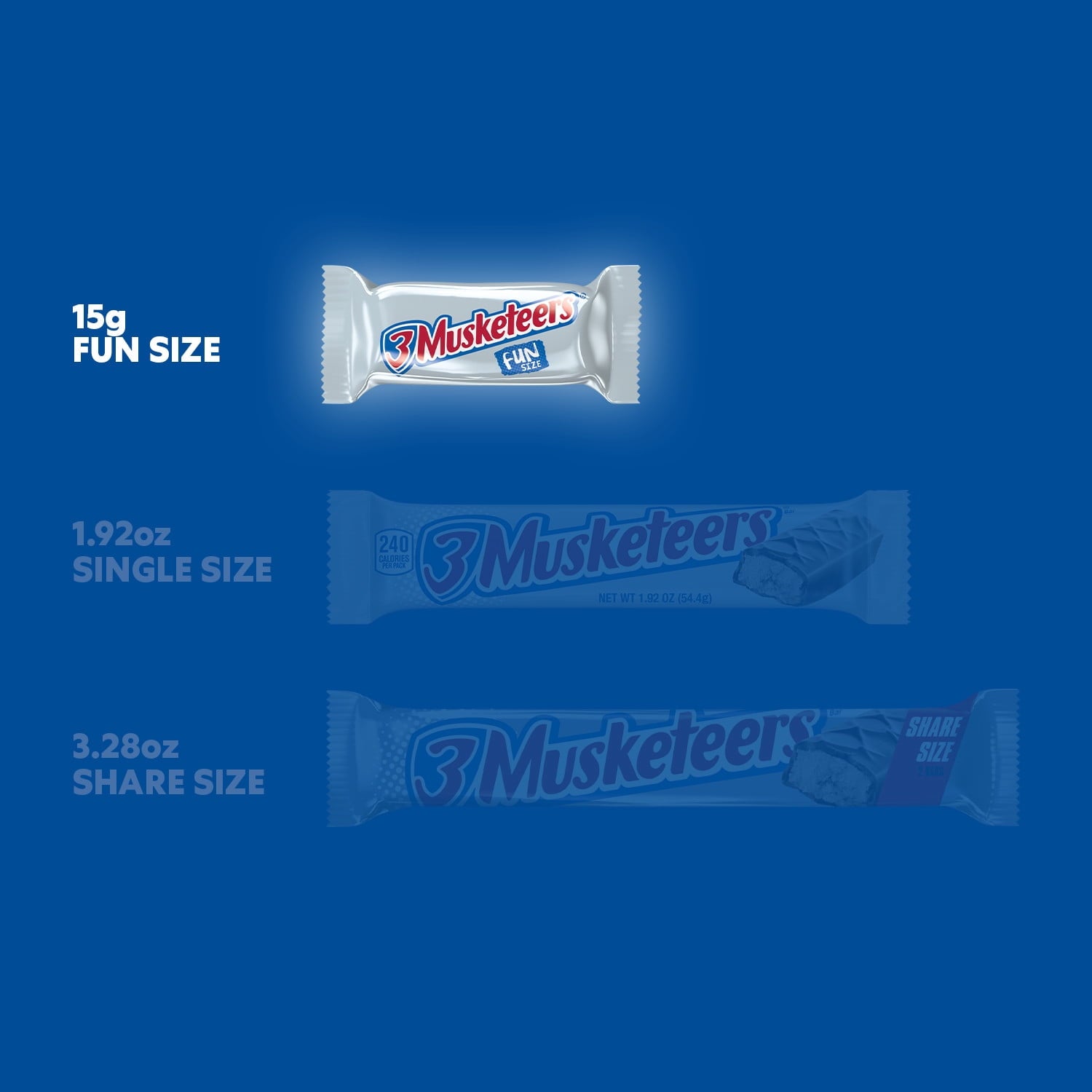 3 Musketeers Fun Size Chocolate Halloween Candy Bars, Treat Size - 7.34 oz Bag