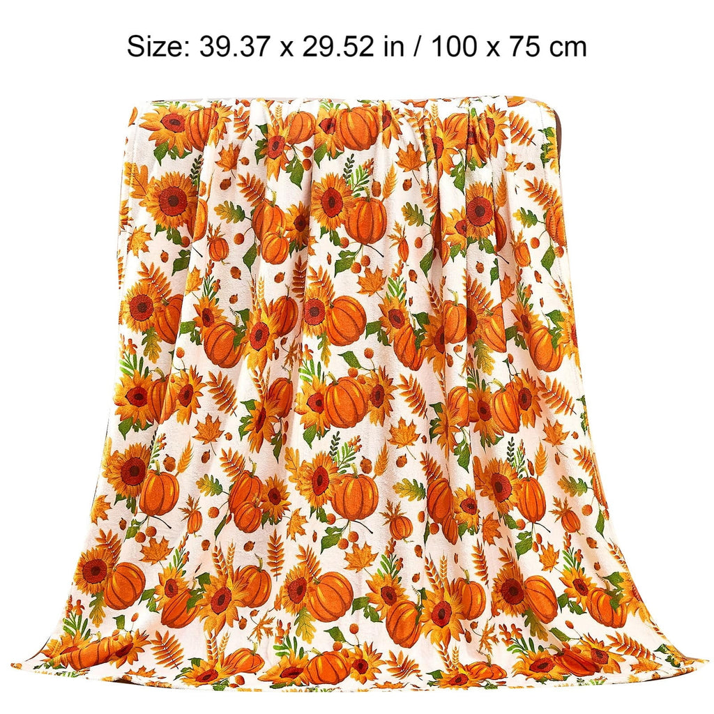 FastXmas Halloween Throw Blanket, 30"x40" Flannel Fleece Pumpkins Maple Checkered Plush Blanket, Soft Lightweight Skin-Friendly Fall Harvest Decorative Throw Blanket for Couch Sofa Bed Outdoor