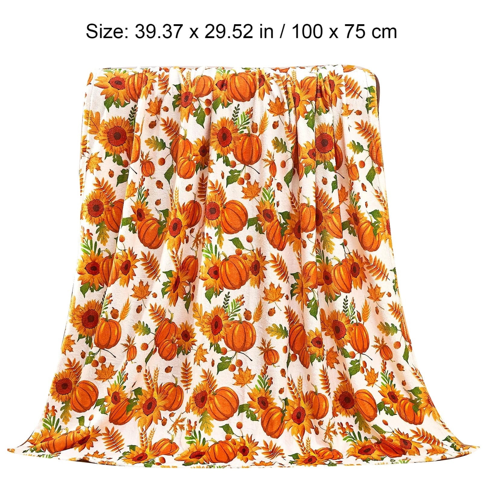 FastXmas Halloween Throw Blanket, 30"x40" Flannel Fleece Pumpkins Maple Checkered Plush Blanket, Soft Lightweight Skin-Friendly Fall Harvest Decorative Throw Blanket for Couch Sofa Bed Outdoor