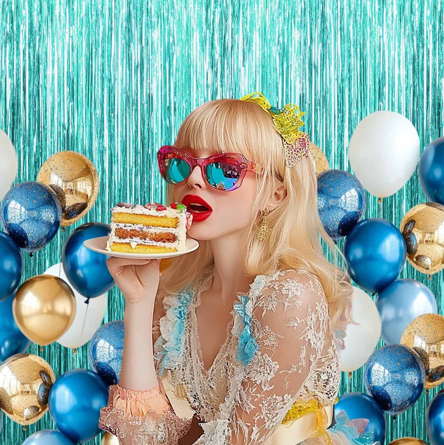 Sm:)e 2-Pack Light Bright Silver Foil Fringe Curtains for Events - Birthday, Wedding, Graduation, Christmas, Baby Shower, various festivals Decor Photo Booth Fun!