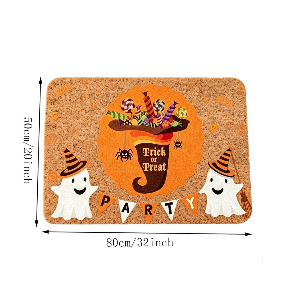 Halloween Doormat Vintage Retro Style Mat 23.6x15.7in Secure-Grip Absorbent Coir Look Entryway Rug for Front Porch Indoor Outdoor Decor by OVFUIZ