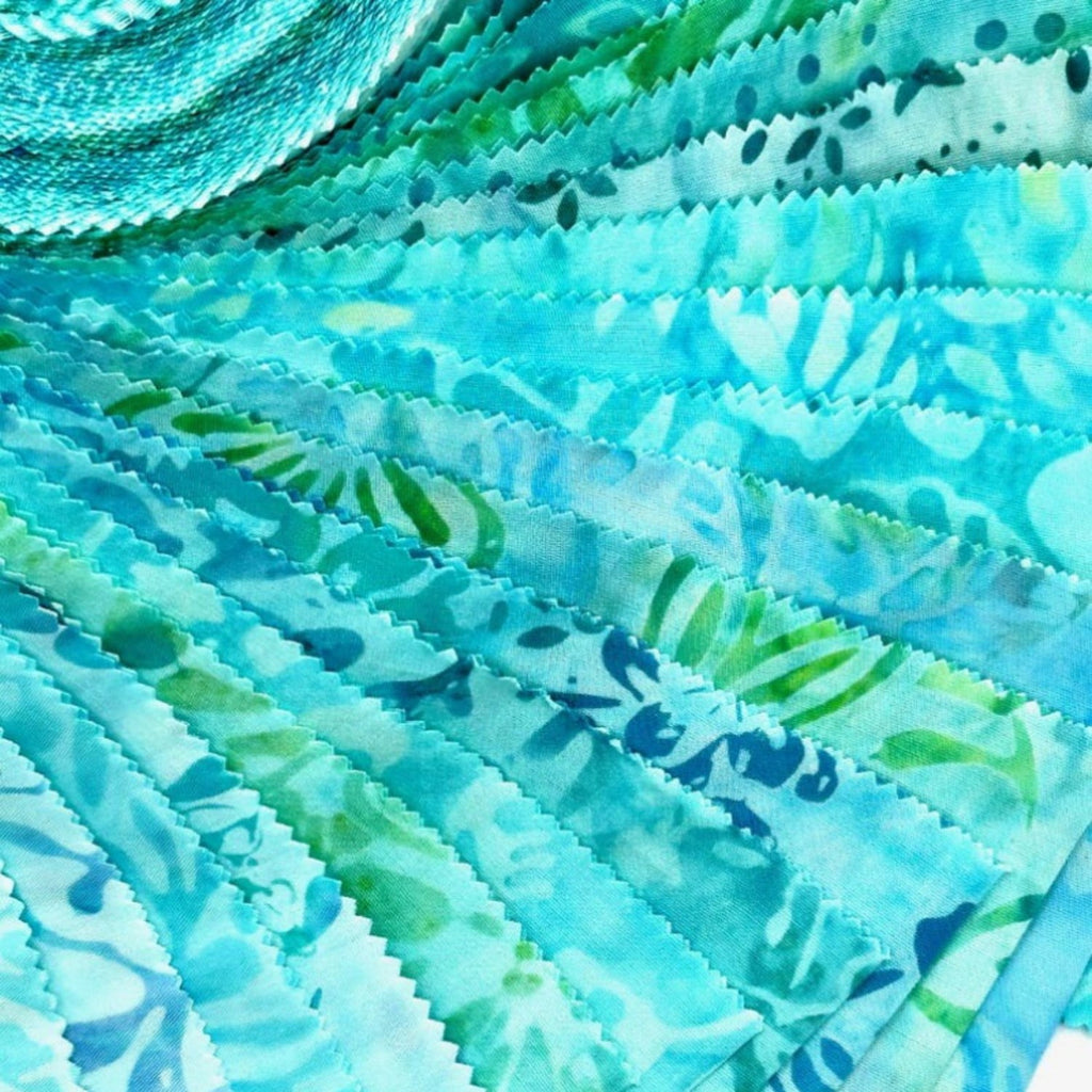 Heymaple 40Pcs Jelly Roll Fabric Strips for Quilting and Sewing, 2.6" x 20" Precut Fabric for DIY Crafting, Blue Green Lake