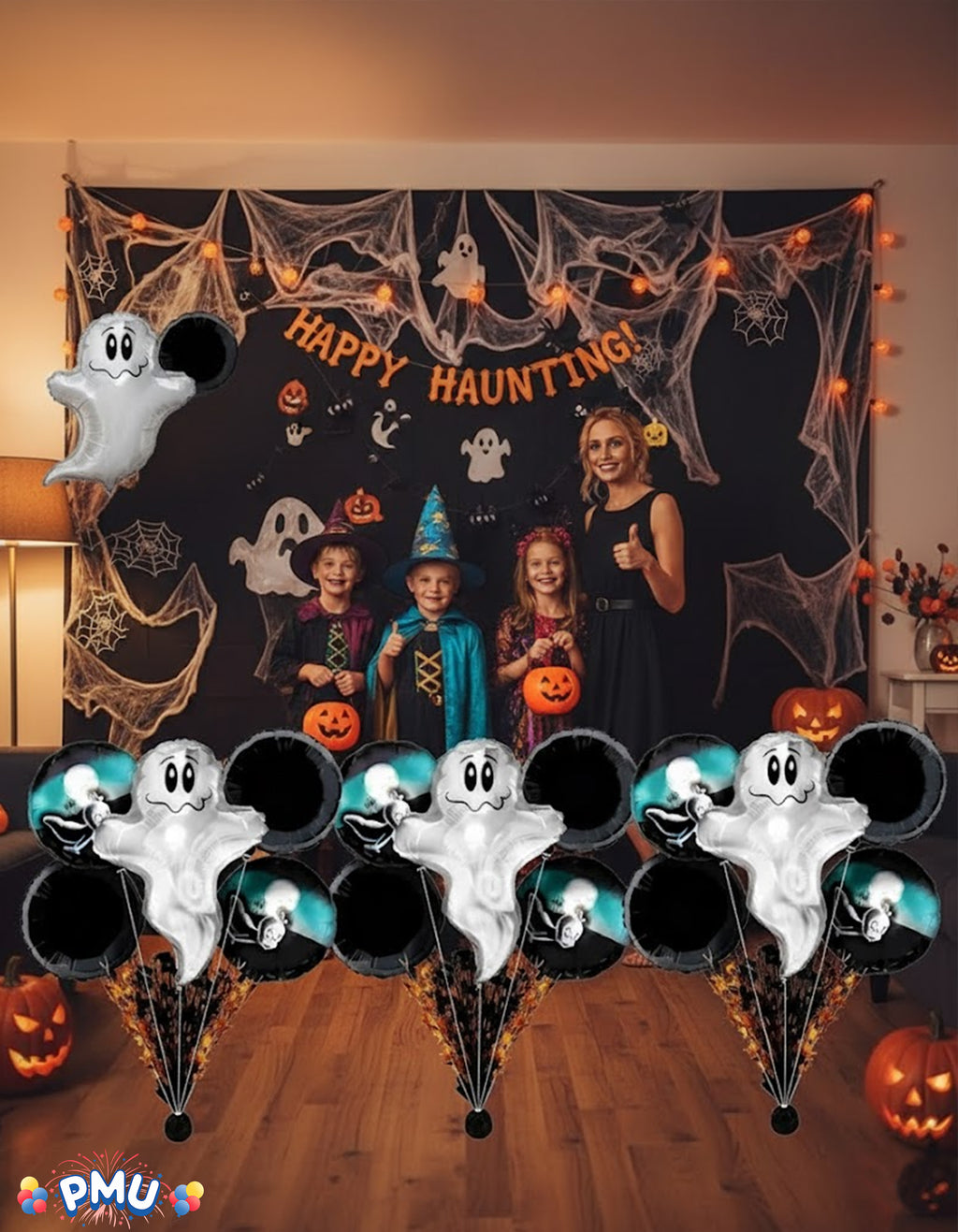 PMU Halloween Flying Ghost 24 Inch Mylar-Foil Balloon (10/pkg) Pkg/1