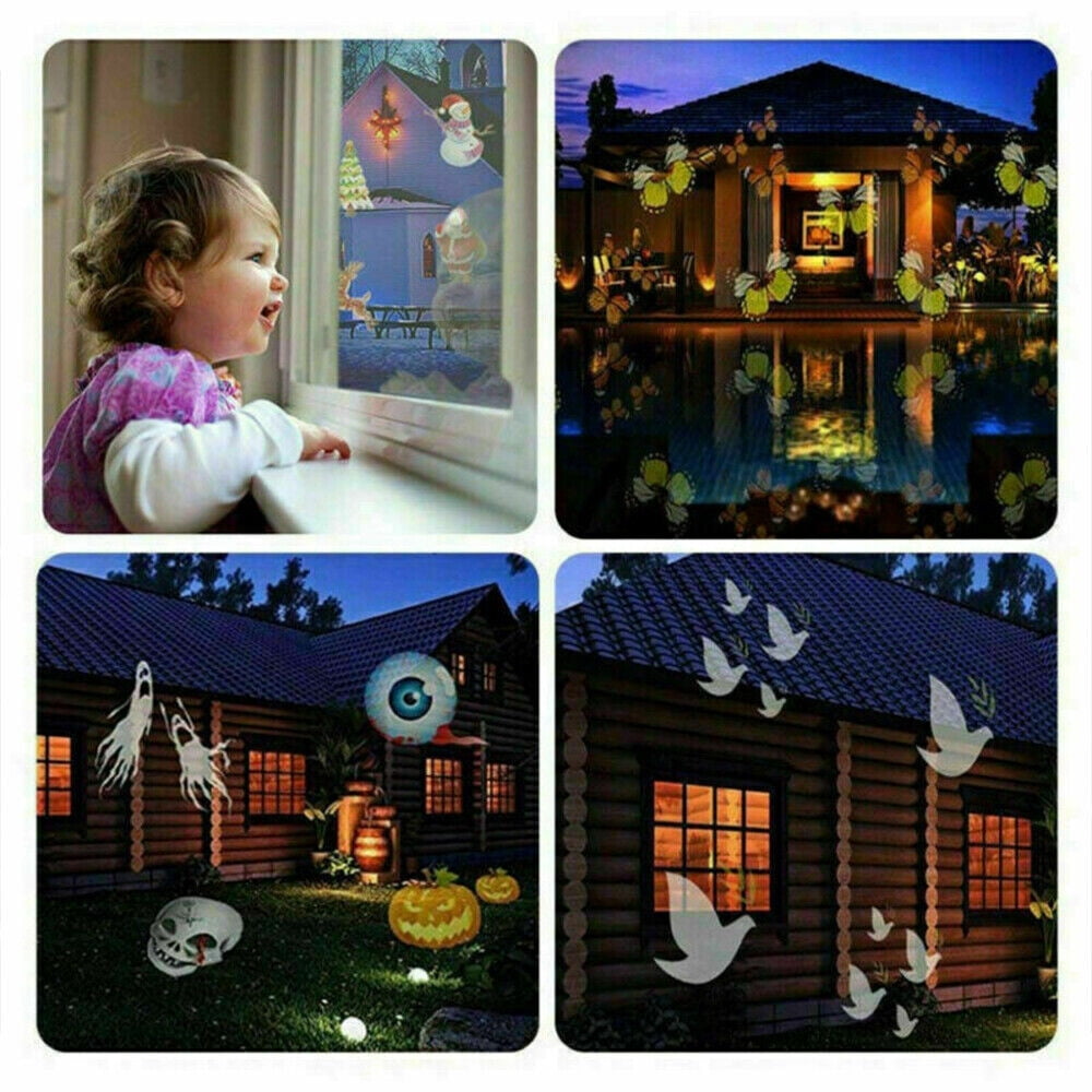 Party and Festival LED Projector Lights, Halloween Snowflake Projector with 12 Themes, Waterproof RGB Holiday Decorations Projector for Christmas Xmas Halloween Birthday Party