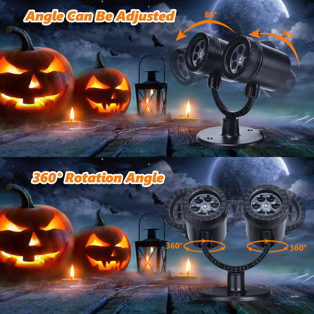 Halloween Projector Lights, Double Head Dynamic Halloween Decorations Lights with Timer, Waterproof Indoor Outdoor Decor for Home Party Garden