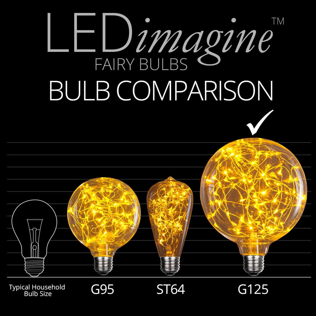 LEDimagine G80 Fairy Light Bulb, 50 Multicolor Color Changing LED Diodes Inside, Clear Glass Finish, E26 Base