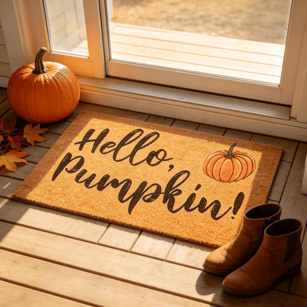 Halloween Pumpkin Welcome Door Mat, Funny Durable Non Slip Decorative Rugs for Bathroom Bedroom Kitchen Front Door