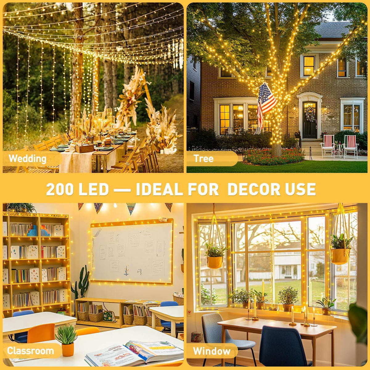 JMEXSUSS 200 LED Christmas Lights Indoor Outdoor, Connectable Warm White Christmas Tree Lights Clear Wire, 66 Ft Twinkle Fairy String Lights Plug in for Bedroom Wedding Christmas Tree Decorations